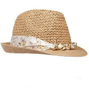 Steve Madden Girls Sun Hat One Size Floral Band 100% yarn vacation resort beach